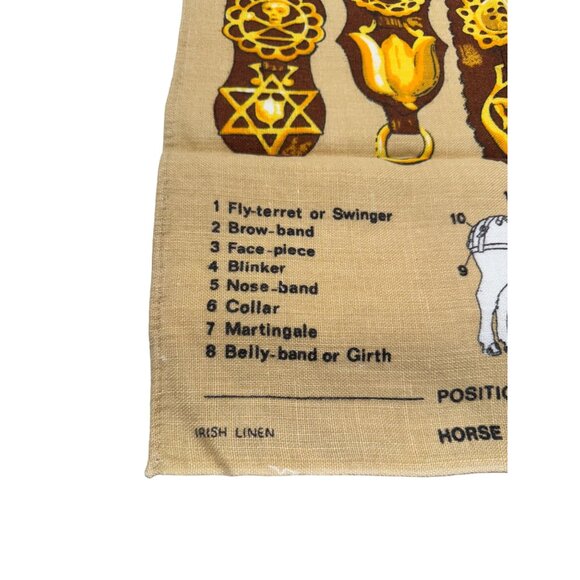 Vintage Ulster Irish Linen Tea Towel Position of Horse Brasses On Harness RARE - Picture 6 of 8